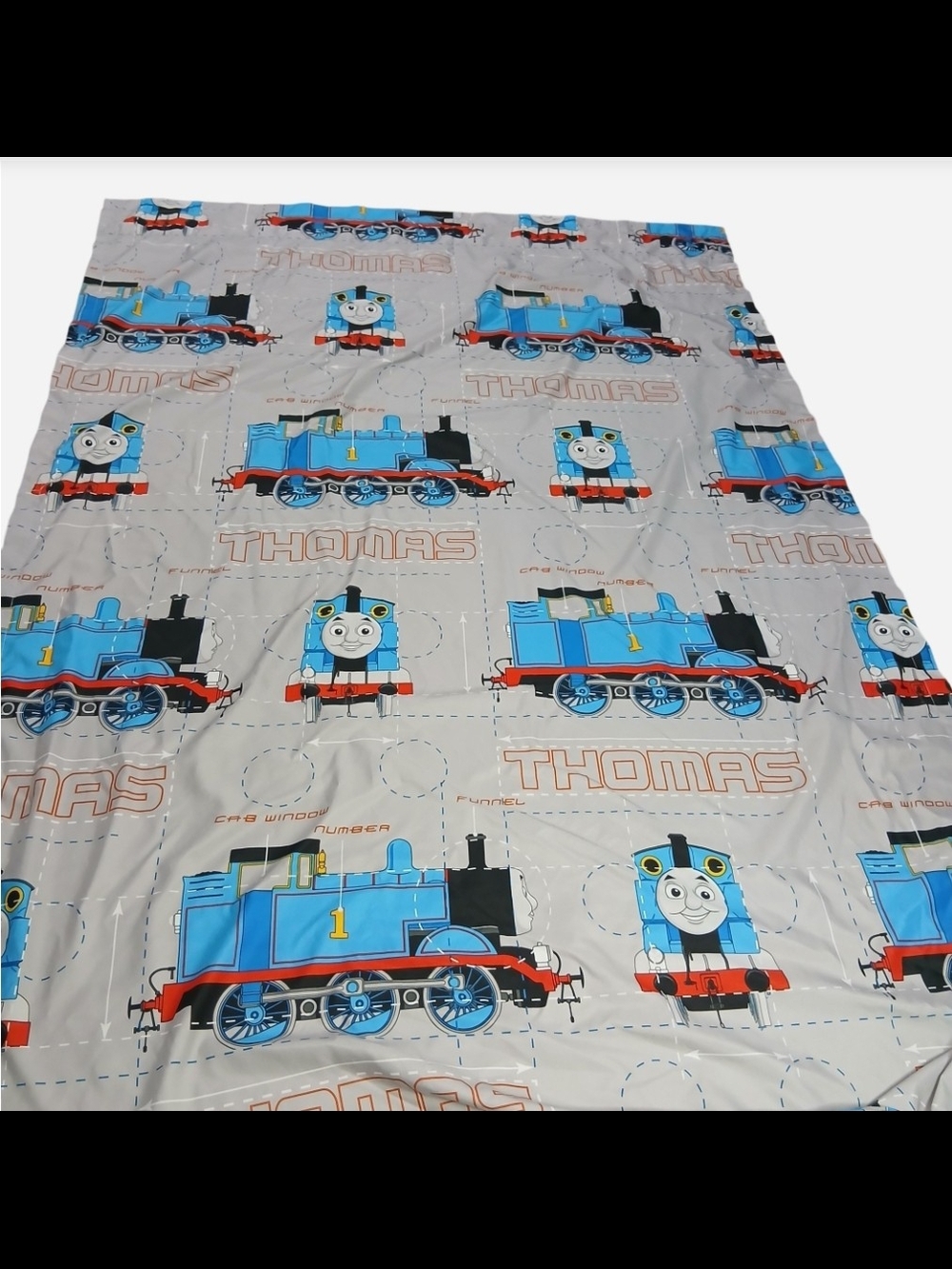 Thomas the Train Curtain Panels, Gray Logo, Kids, 2 Panels 41"x64" Each